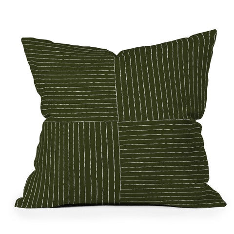 Summer Sun Home Art Lines III Olive Green Throw Pillow