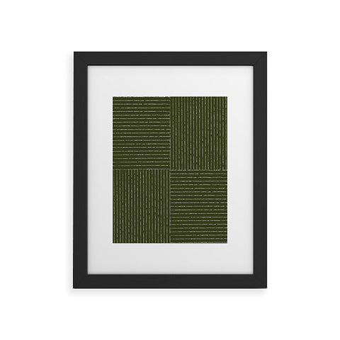 Summer Sun Home Art Lines III Olive Green Framed Art Print