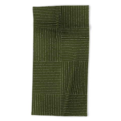 Summer Sun Home Art Lines III Olive Green Beach Towel