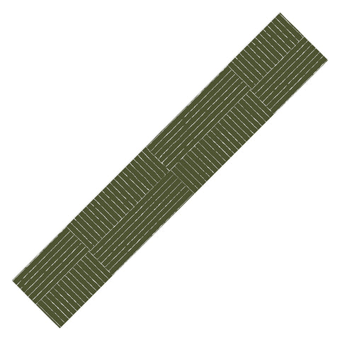 Summer Sun Home Art Lines III Olive Green Table Runner