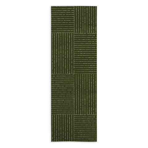 Summer Sun Home Art Lines III Olive Green Yoga Towel