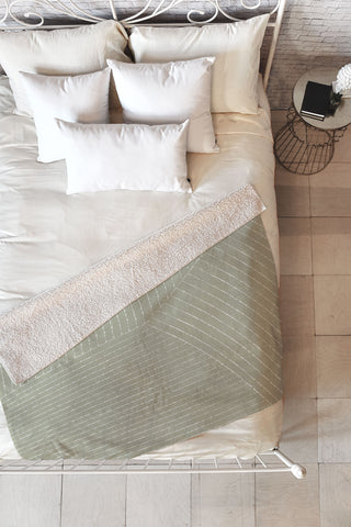 Summer Sun Home Art Lines Linen Sage Fleece Throw Blanket