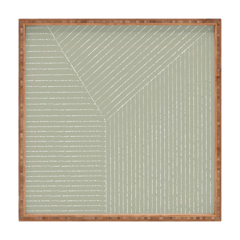 Summer Sun Home Art Lines Linen Sage Square Tray