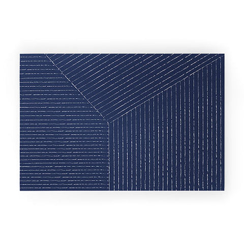 Summer Sun Home Art Lines Navy Welcome Mat