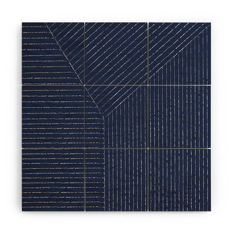 Summer Sun Home Art Lines Navy Wood Wall Mural