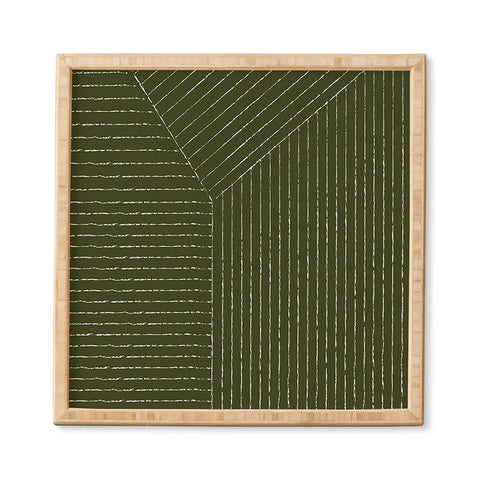 Summer Sun Home Art Lines Olive Green Framed Wall Art