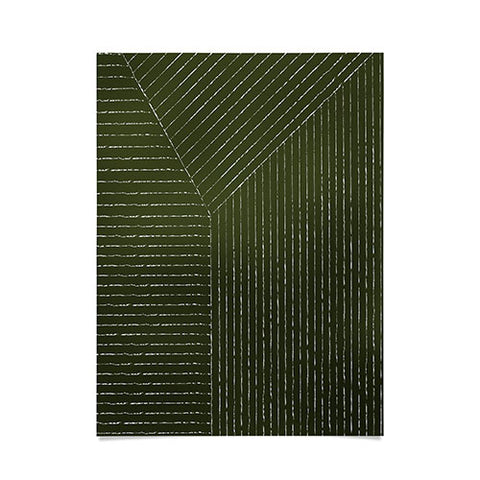 Summer Sun Home Art Lines Olive Green Poster
