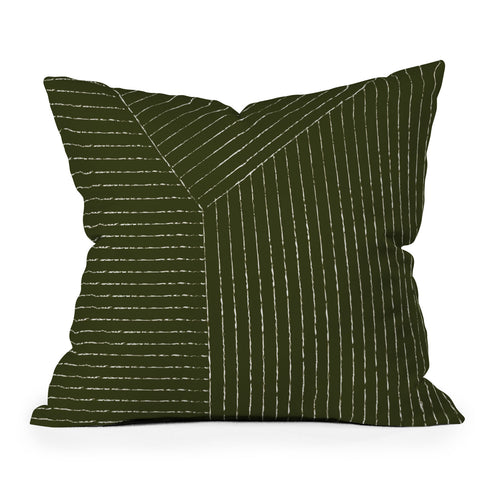 Summer Sun Home Art Lines Olive Green Throw Pillow