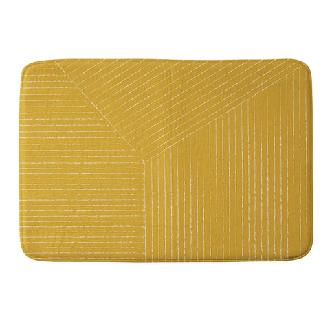 Summer Sun Home Art Lines Yellow Memory Foam Bath Mat