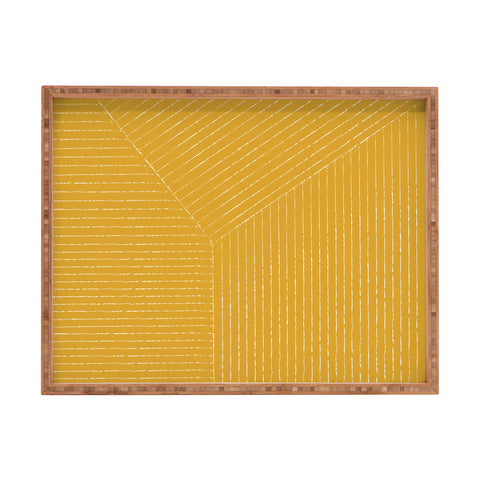 Summer Sun Home Art Lines Yellow Rectangular Tray