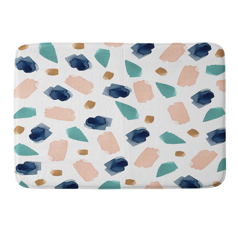 Summer Sun Home Art turquoise navy pink gold Memory Foam Bath Mat