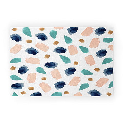 Summer Sun Home Art turquoise navy pink gold Welcome Mat