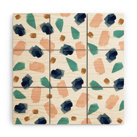 Summer Sun Home Art turquoise navy pink gold Wood Wall Mural