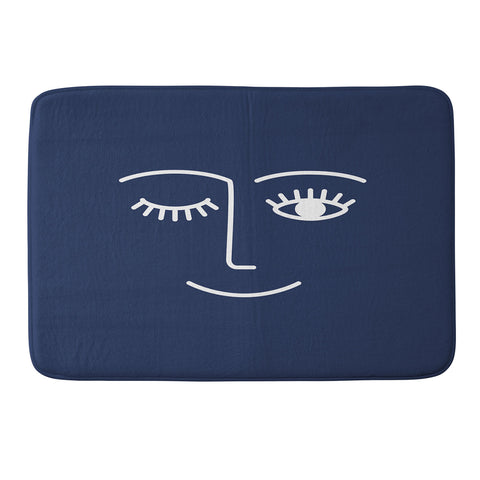 Summer Sun Home Art Wink Navy Memory Foam Bath Mat