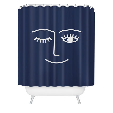 Summer Sun Home Art Wink Navy Shower Curtain