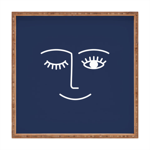 Summer Sun Home Art Wink Navy Square Tray