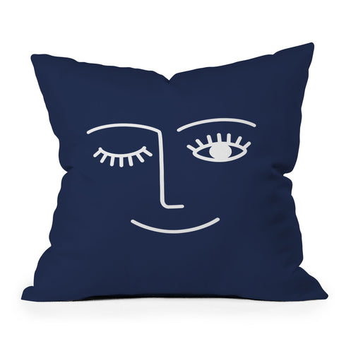 Summer Sun Home Art Wink Navy Throw Pillow