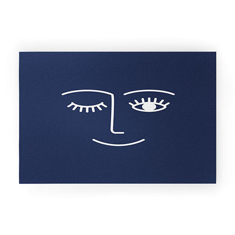 Summer Sun Home Art Wink Navy Welcome Mat