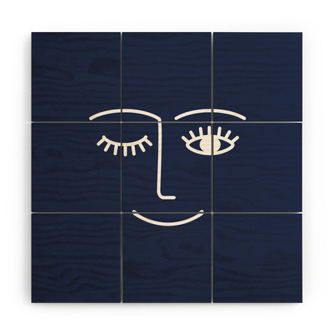 Summer Sun Home Art Wink Navy Wood Wall Mural