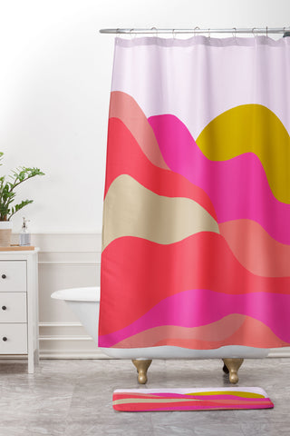 SunshineCanteen Adelaida mountain sunset Shower Curtain And Mat