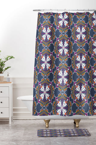 SunshineCanteen apache tribal pattern in grey Shower Curtain And Mat
