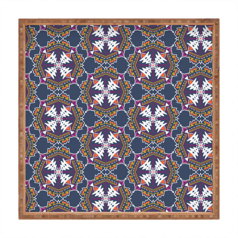 SunshineCanteen apache tribal pattern in grey Square Tray