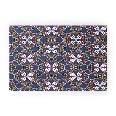 SunshineCanteen apache tribal pattern in grey Welcome Mat