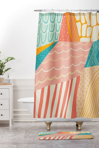 SunshineCanteen beach quilt Shower Curtain And Mat