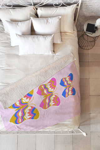 SunshineCanteen berkeley butterflies Fleece Throw Blanket
