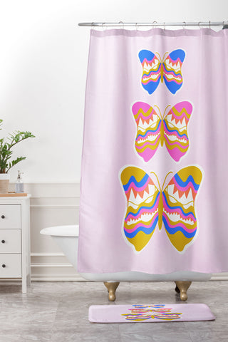 SunshineCanteen berkeley butterflies Shower Curtain And Mat