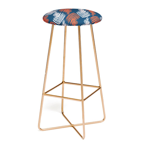 SunshineCanteen Blue Palms Pattern Bar Stool