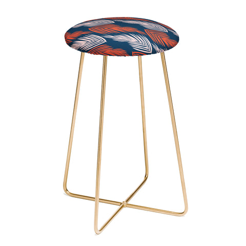 SunshineCanteen Blue Palms Pattern Counter Stool
