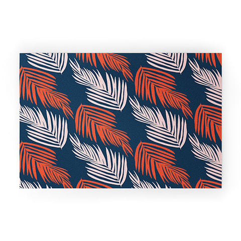 SunshineCanteen Blue Palms Pattern Welcome Mat