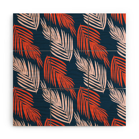 SunshineCanteen Blue Palms Pattern Wood Wall Mural