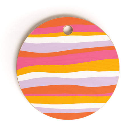 SunshineCanteen cali beach stripes Cutting Board Round