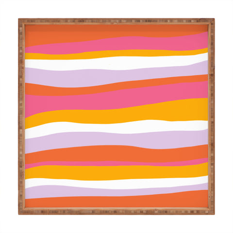 SunshineCanteen cali beach stripes Square Tray