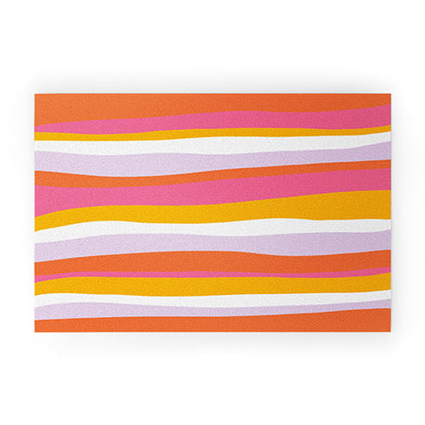 SunshineCanteen cali beach stripes Welcome Mat