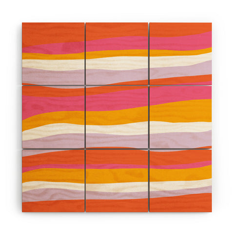 SunshineCanteen cali beach stripes Wood Wall Mural