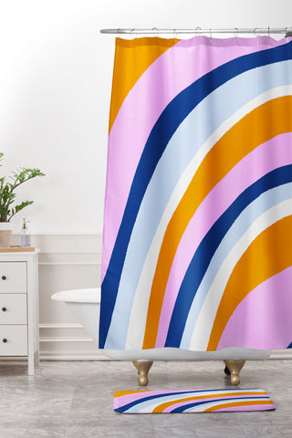 SunshineCanteen canyon stripes Shower Curtain And Mat