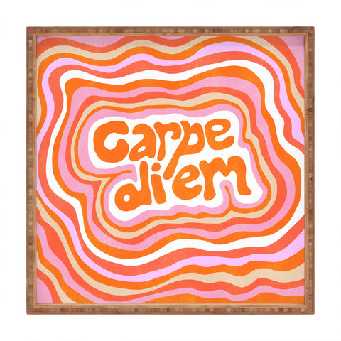 SunshineCanteen carpe diem retro Square Tray
