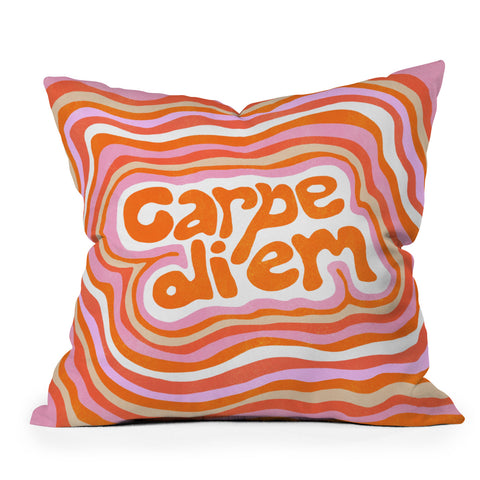 SunshineCanteen carpe diem retro Throw Pillow
