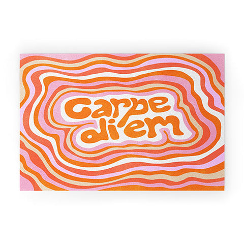 SunshineCanteen carpe diem retro Welcome Mat