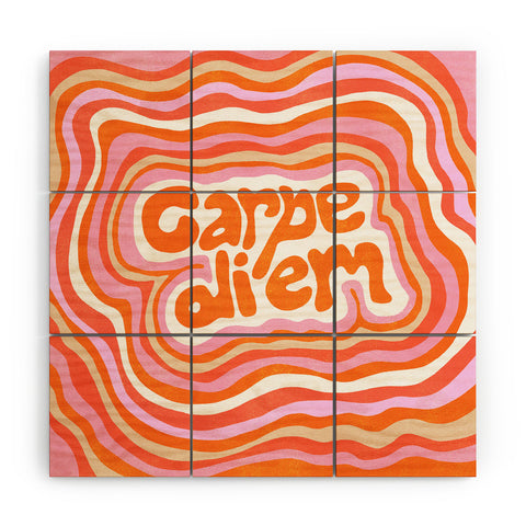 SunshineCanteen carpe diem retro Wood Wall Mural