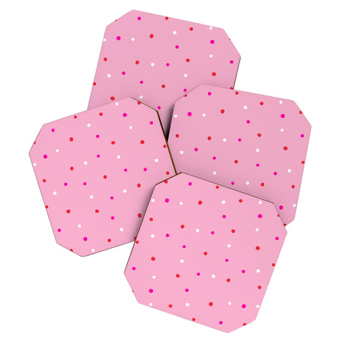 SunshineCanteen confetti dots pink red white Coaster Set