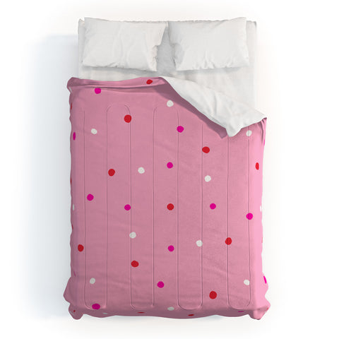 SunshineCanteen confetti dots pink red white Comforter