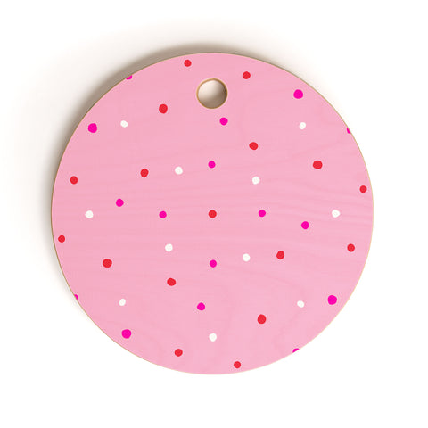 SunshineCanteen confetti dots pink red white Cutting Board Round
