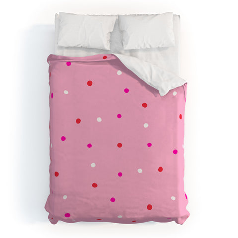 SunshineCanteen confetti dots pink red white Duvet Cover