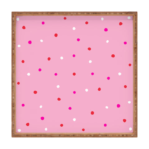 SunshineCanteen confetti dots pink red white Square Tray