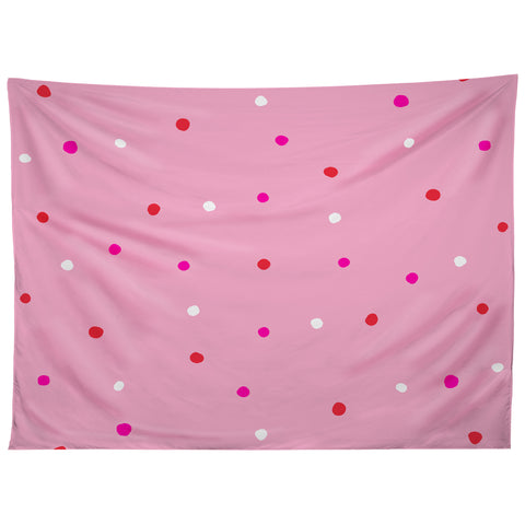 SunshineCanteen confetti dots pink red white Tapestry