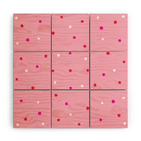 SunshineCanteen confetti dots pink red white Wood Wall Mural